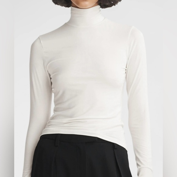 Rag & Bone “Luca” stretch-knit longsleeved turtleneck top-fresh white size XS - Picture 1 of 16